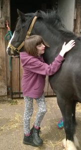 A young person looking after the horses at Elm Tree Farm