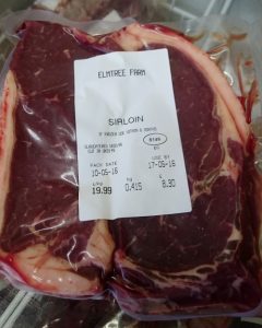 sirloin steak from Elm Tree farm