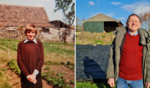 Terry photographed at the farm in 1982 and again in 2022